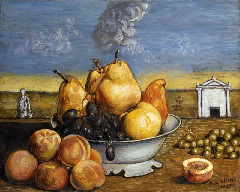 Giorgio De Chirico - 110, Frutta con tempio, 1957, Fondazione Giorgio e Isa de Chirico, Roma